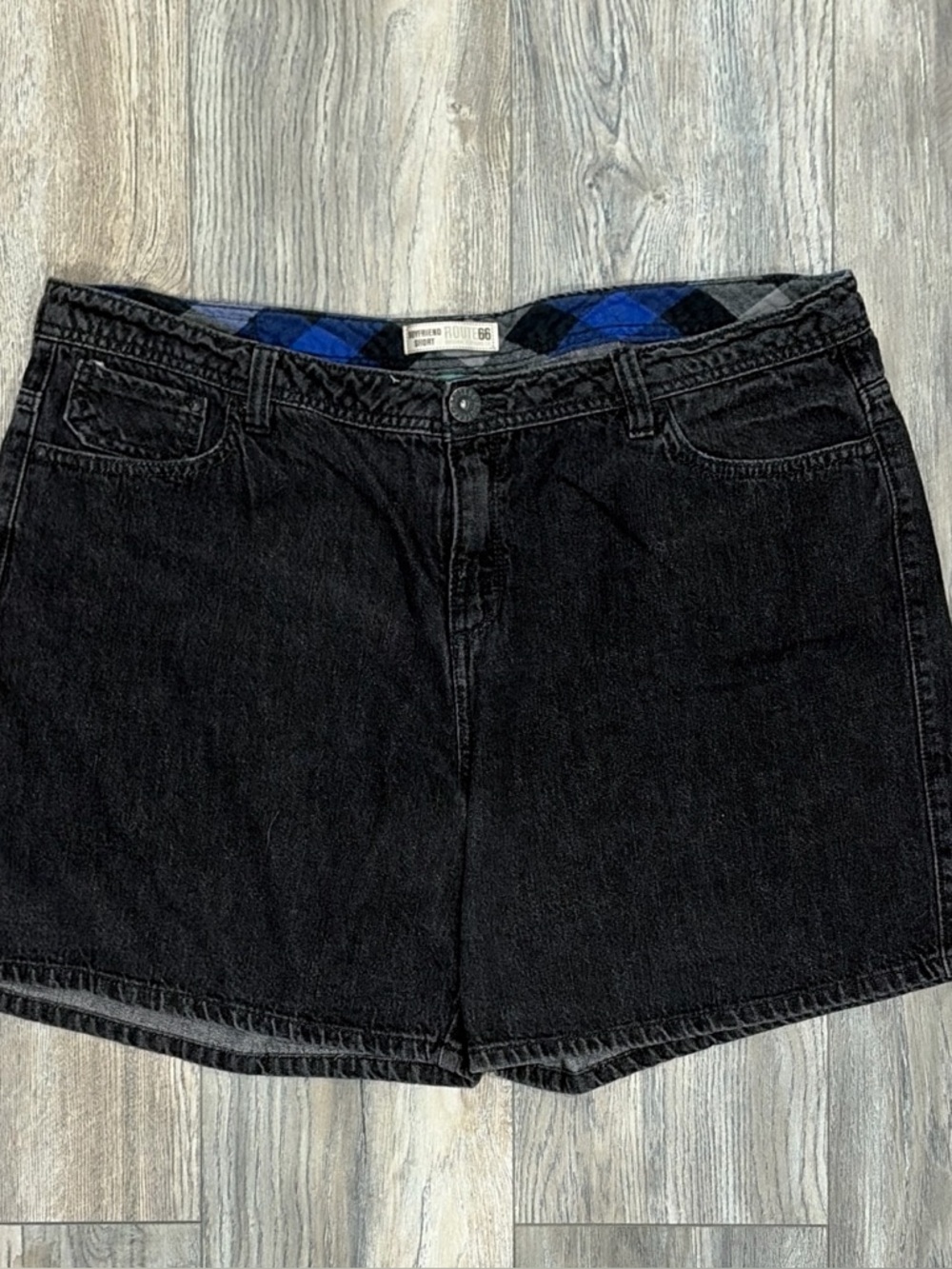 Route 66 Black Denim Boyfriend Shorts Size 18